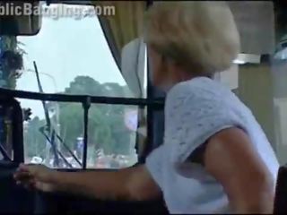 Crazy daring public bus xxx film action in front of amazed passengers and strangers by a couple with a beautiful teenager and a juvenile with big shaft doing a blowjob and a vaginal intercourse in a local transportation